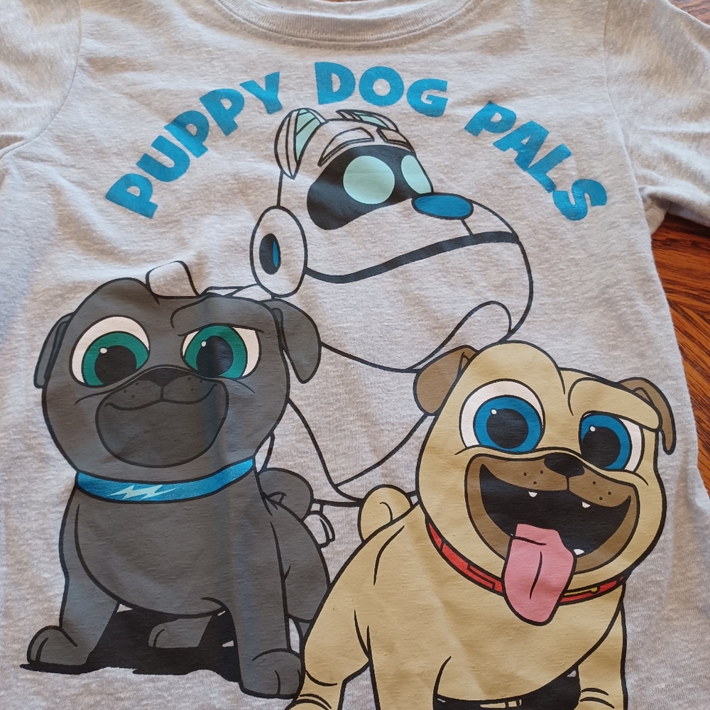 Disney Puppy Dog Pals Graphic Tee Short Sleeve Light Heather Gray Boy Sz 4T - Picture 2 of 4